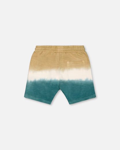 French Terry Short Gradient Beige And Teal-3