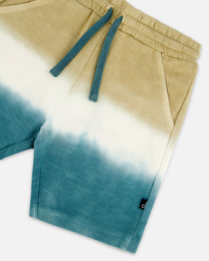 French Terry Short Gradient Beige And Teal-4