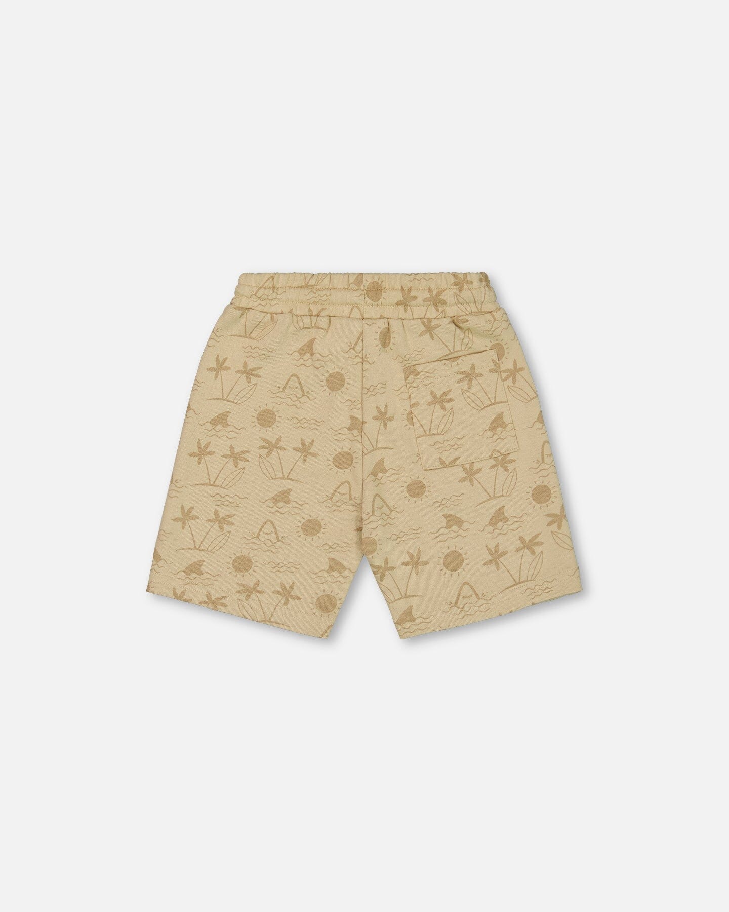 Printed French Terry Short Beige With Palm Trees-2
