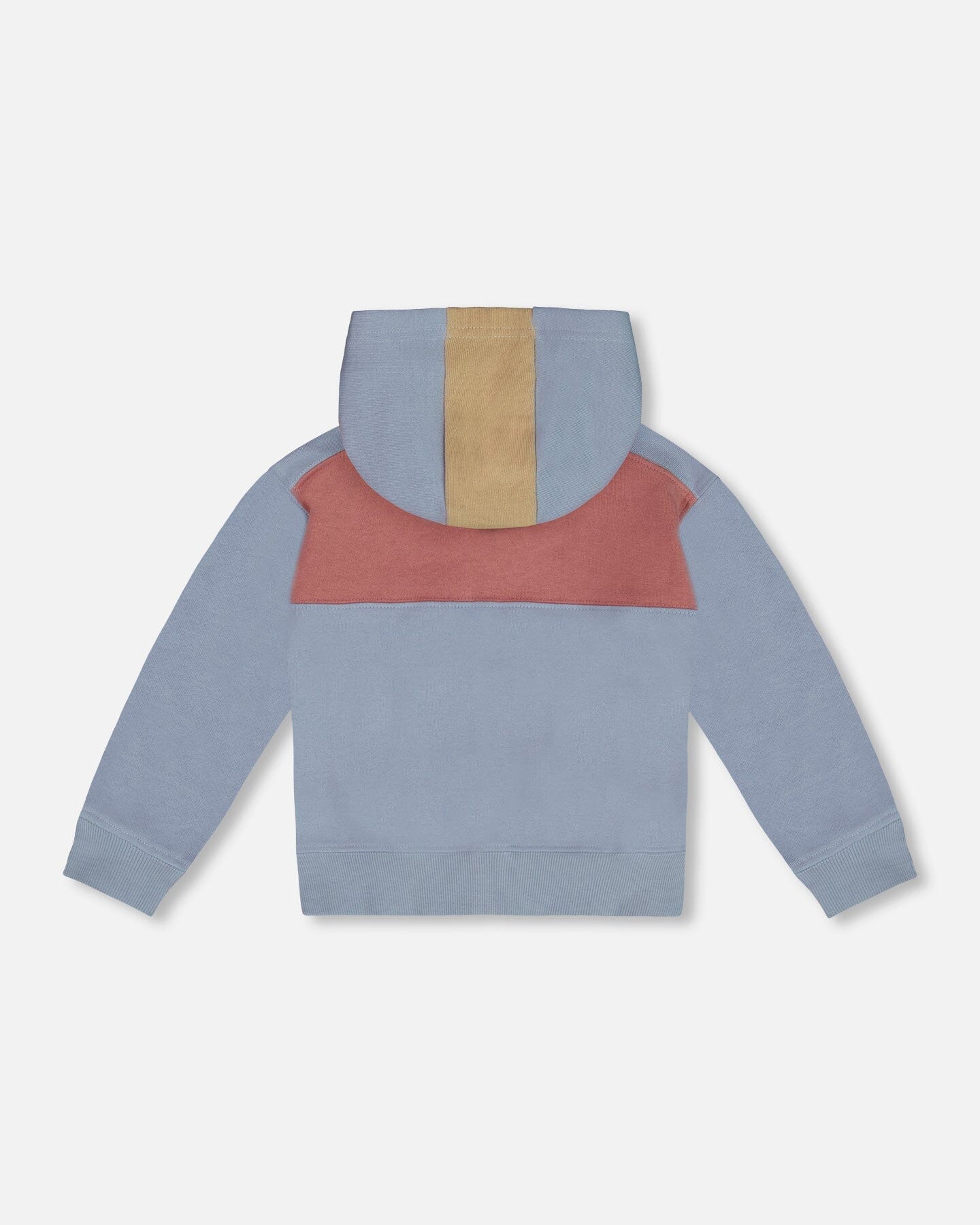 French Terry Full Zip Hoodie Sweatshirt Pale Blue And Dark Old Rose-2