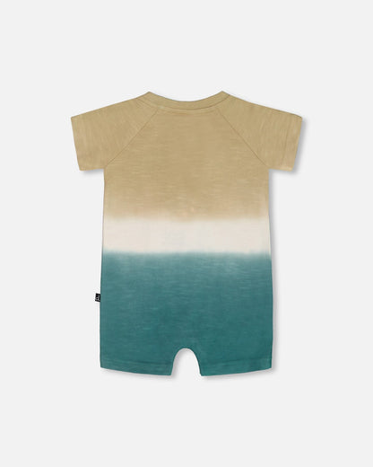 One-Piece Romper Gradient Beige And Teal-2