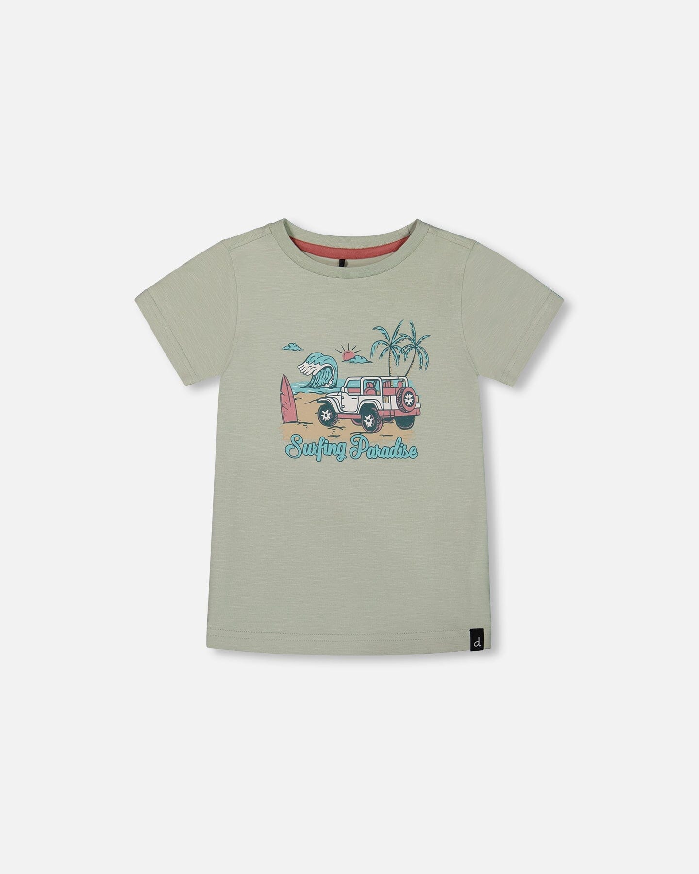 Short Sleeve Organic Cotton Graphic Tee Sage And Multi-0