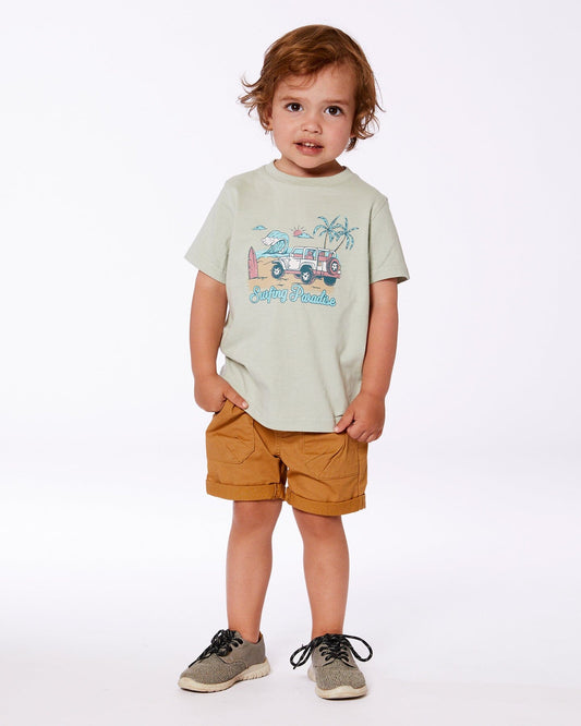 Short Sleeve Organic Cotton Graphic Tee Sage And Multi-1
