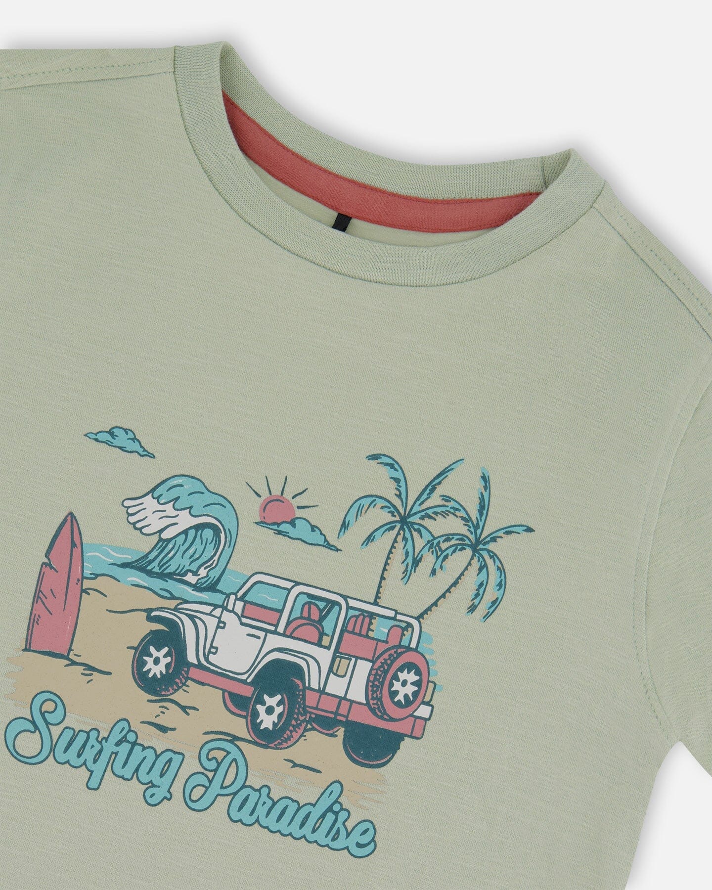 Short Sleeve Organic Cotton Graphic Tee Sage And Multi-3