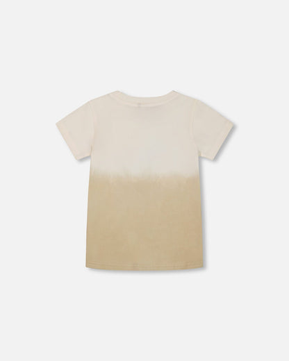 Short Sleeve Organic Cotton Graphic Tee Gradient White And Beige-2