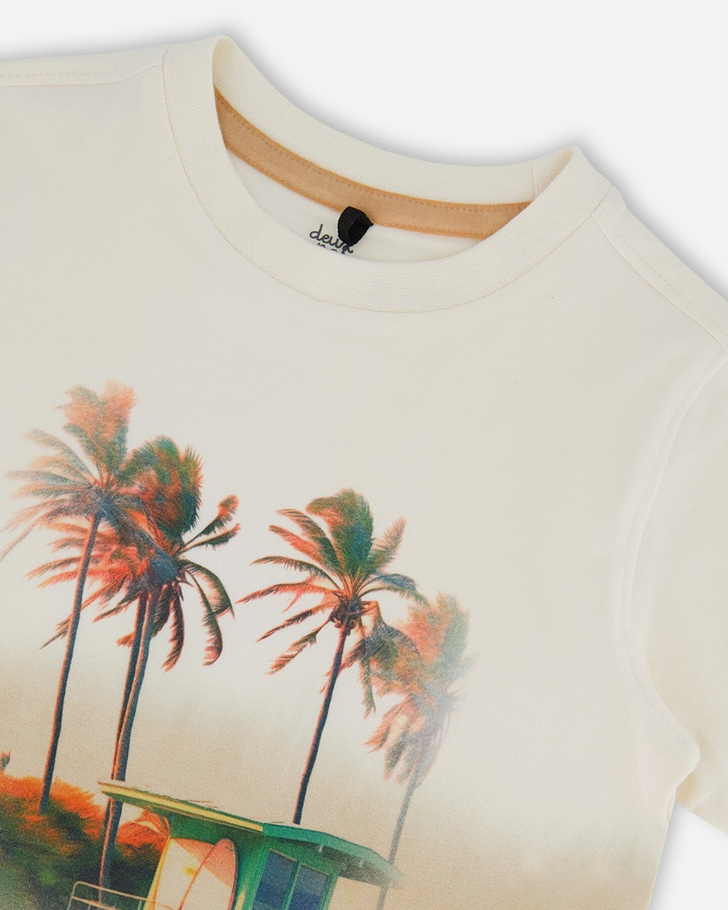 Short Sleeve Organic Cotton Graphic Tee Gradient White And Beige-3