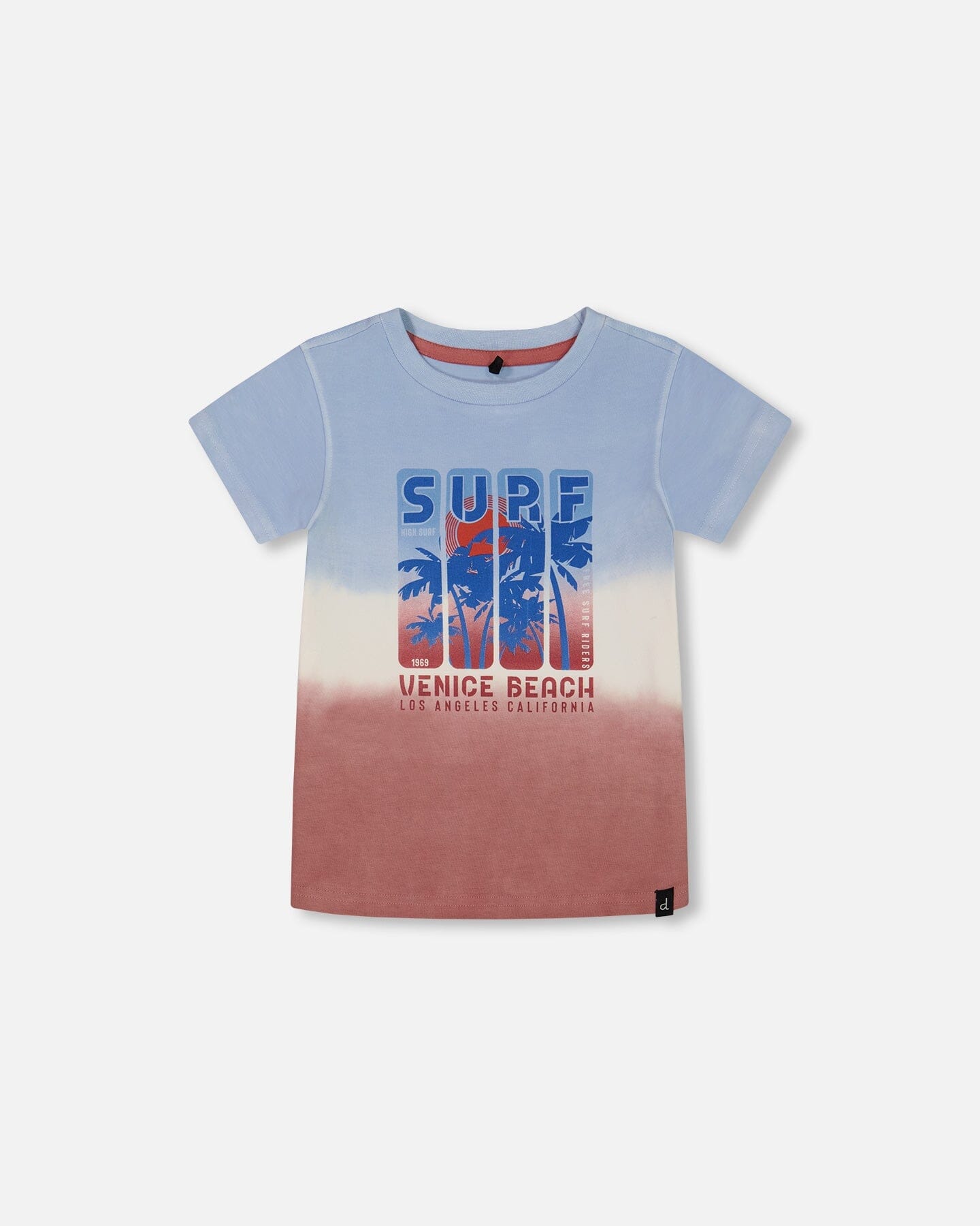 Short Sleeve Organic Cotton Graphic Tee Gradient Pale Blue And Dark Old Rose-0