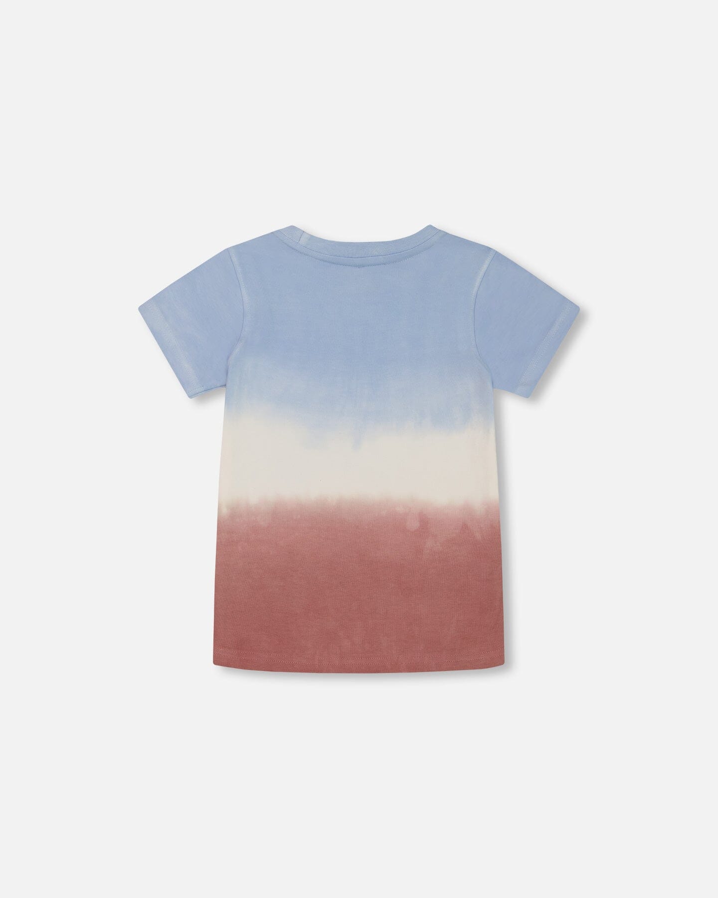 Short Sleeve Organic Cotton Graphic Tee Gradient Pale Blue And Dark Old Rose-3