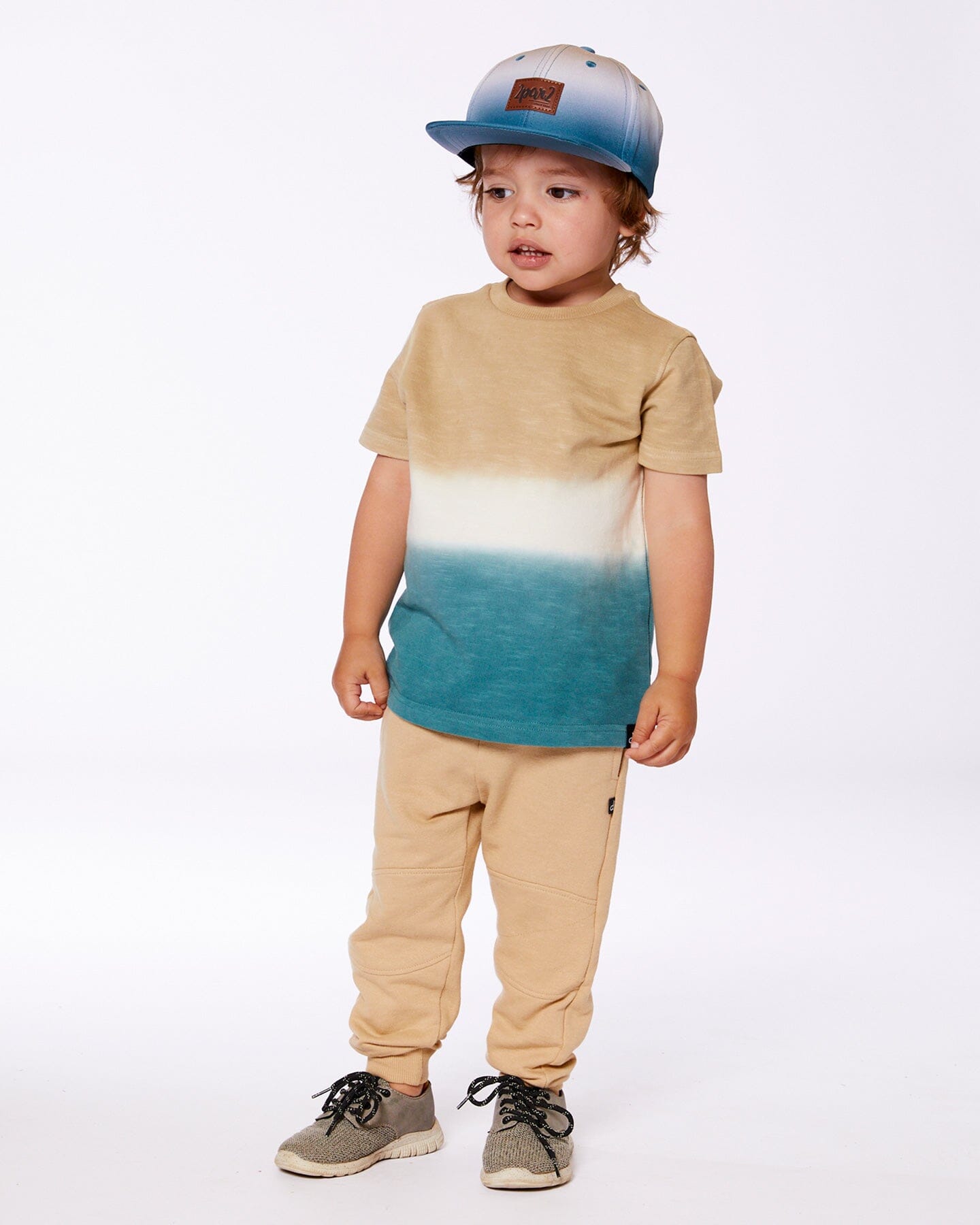 Short Sleeve Tee Gradient Beige And Teal-2