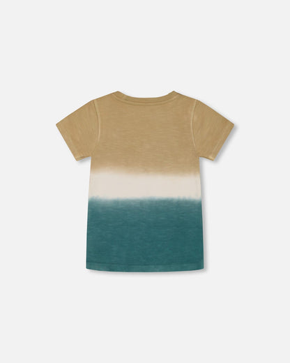 Short Sleeve Tee Gradient Beige And Teal-3