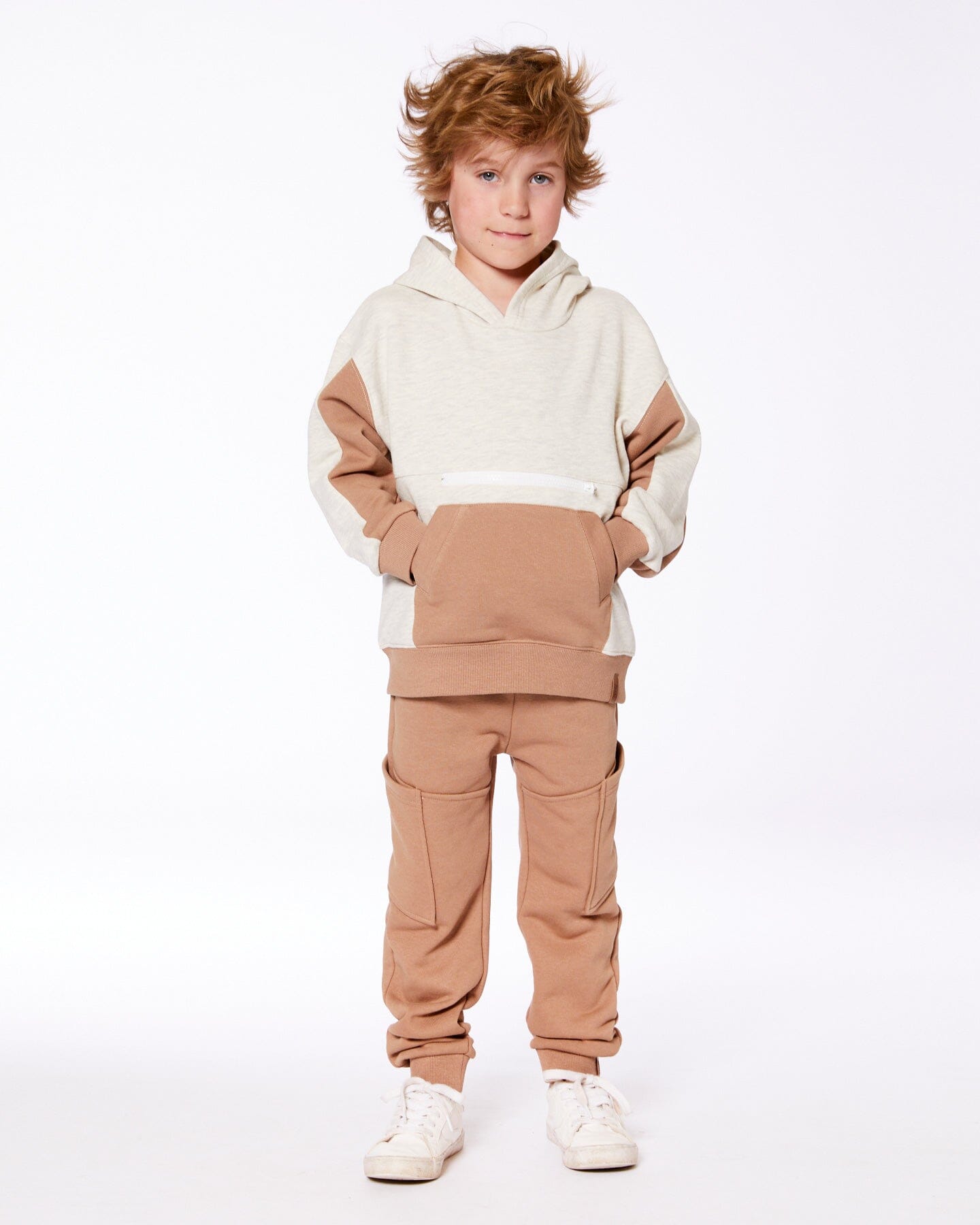 French Terry Sweatpants With Side Pockets Beige-1