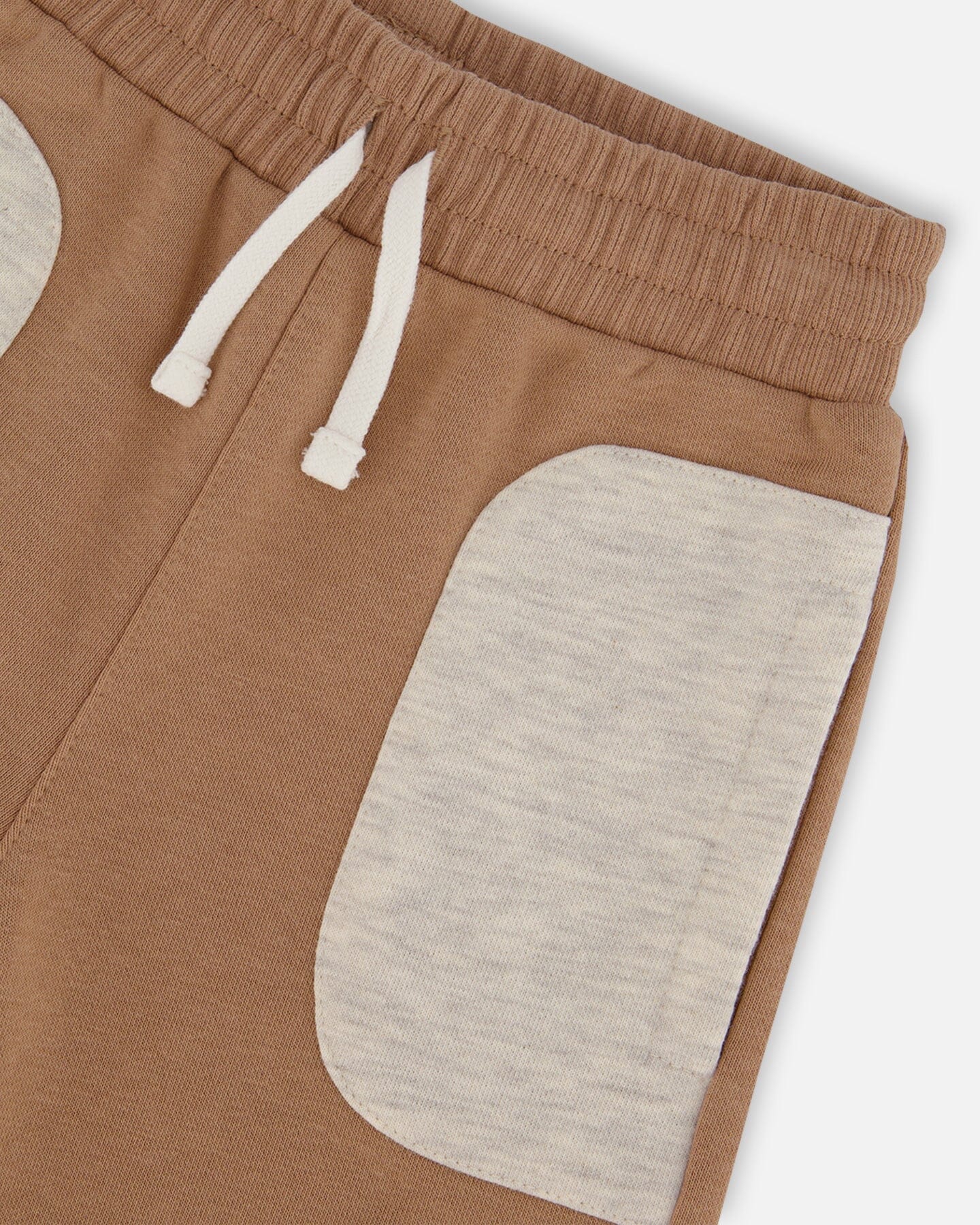 French Terry Short With Contrast Pockets Beige And Off-White-3