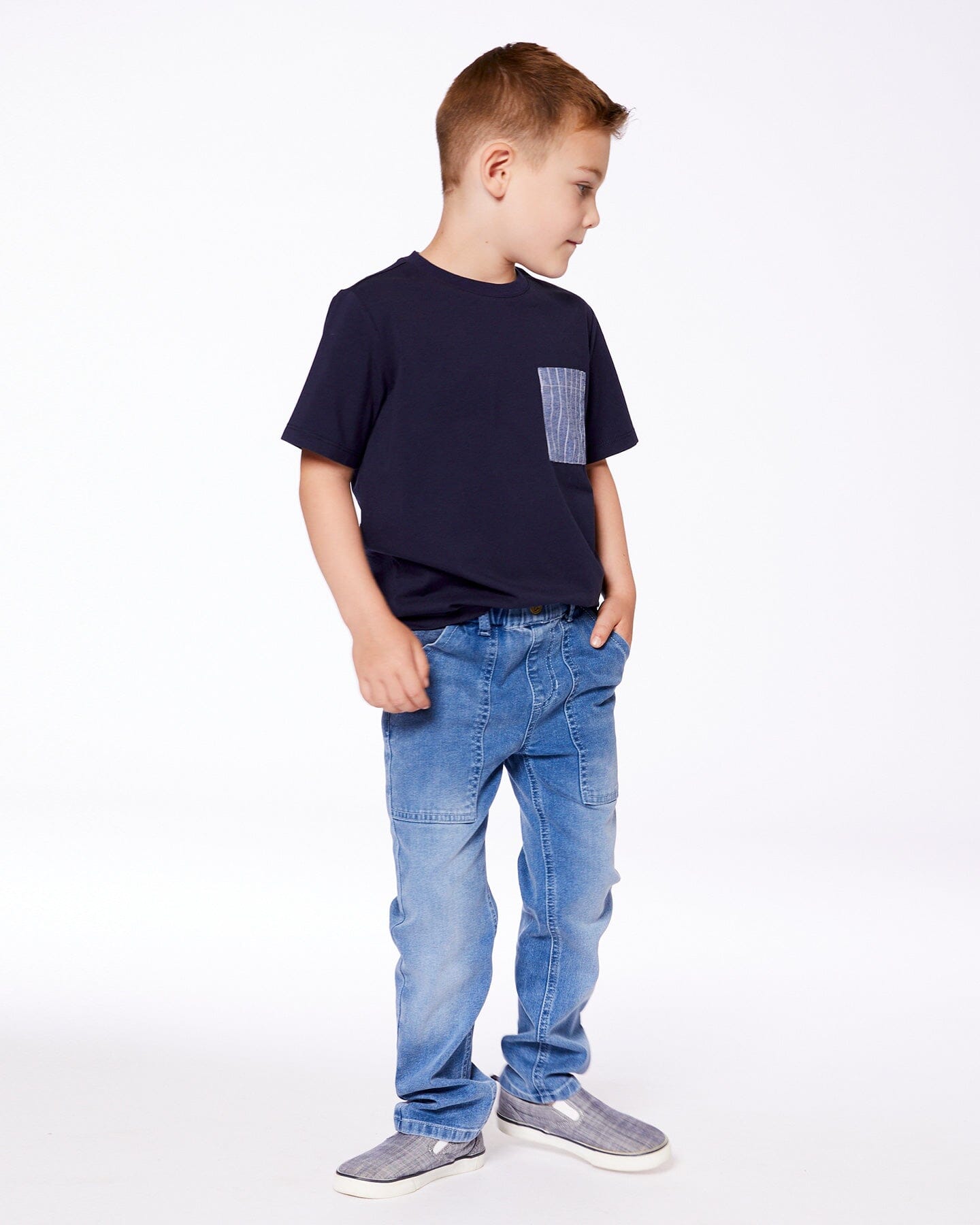 Short Sleeve Tee With Pocket Navy Blue-2