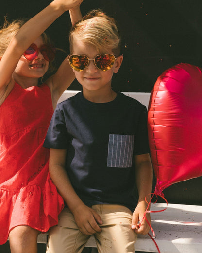 Short Sleeve Tee With Pocket Navy Blue-1