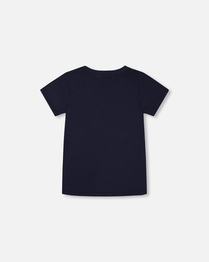 Short Sleeve Tee With Pocket Navy Blue-3