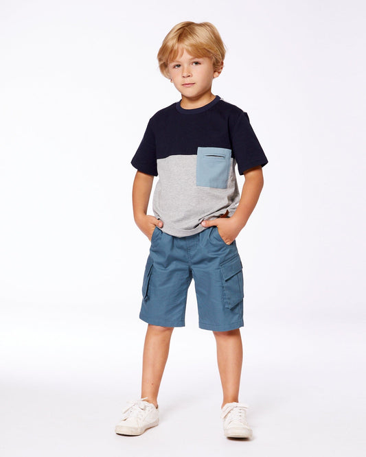 Organic Cotton Colorblock Tee Gray, Navy And Teal-1