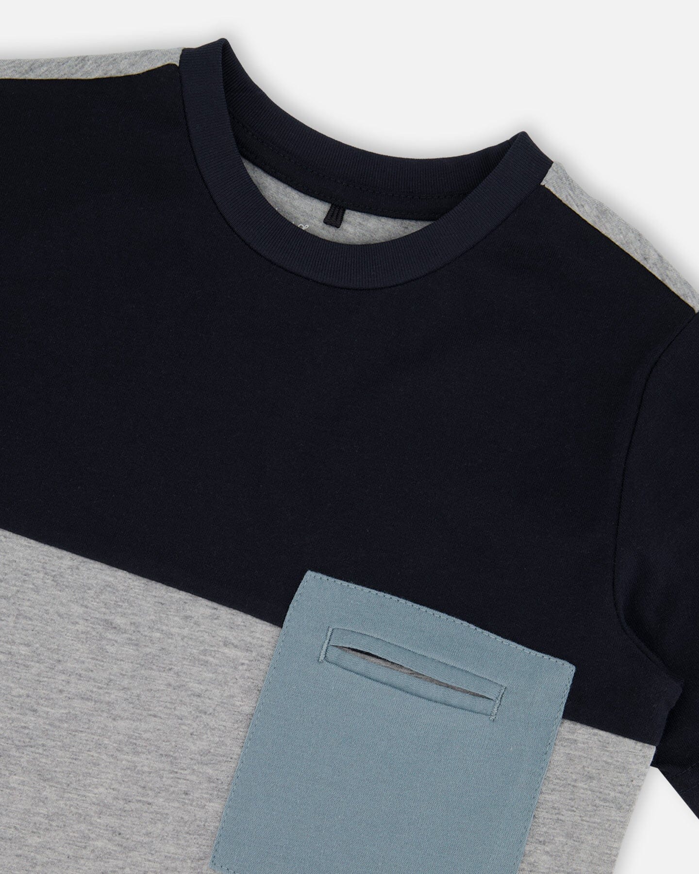 Organic Cotton Colorblock Tee Gray, Navy And Teal-3