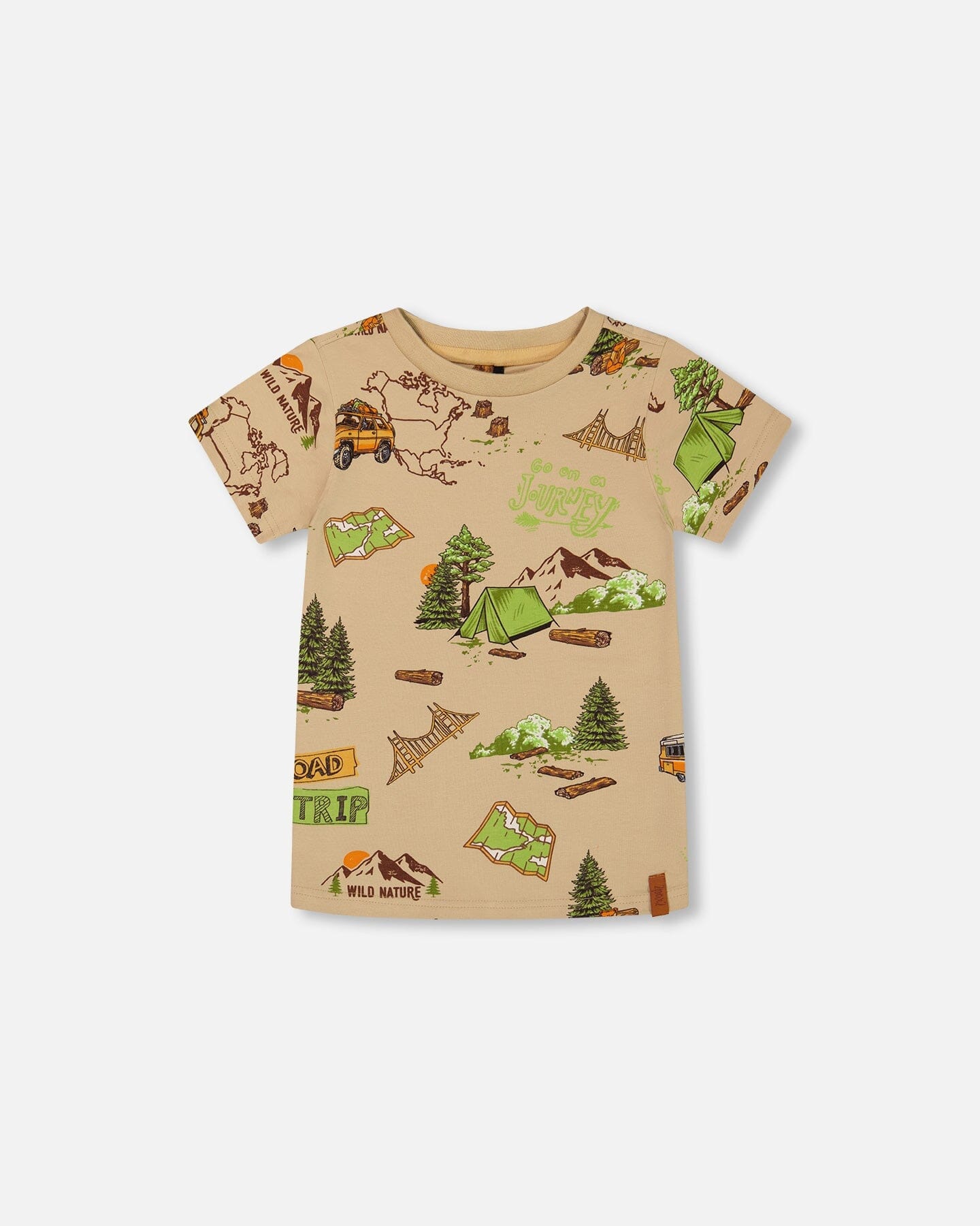 Printed Organic Cotton Tee Camping Beige-0