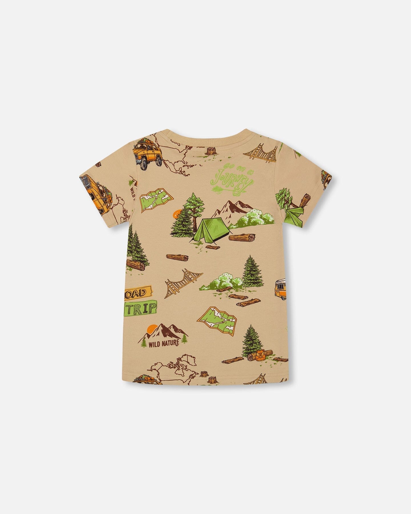 Printed Organic Cotton Tee Camping Beige-4