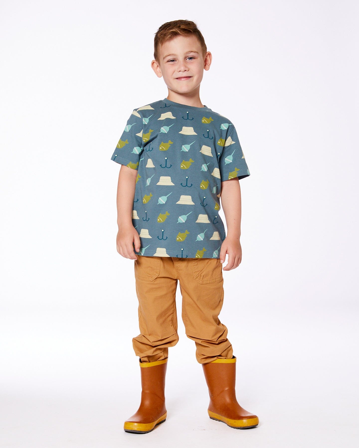 Printed Organic Cotton Tee Teal And Peach-2