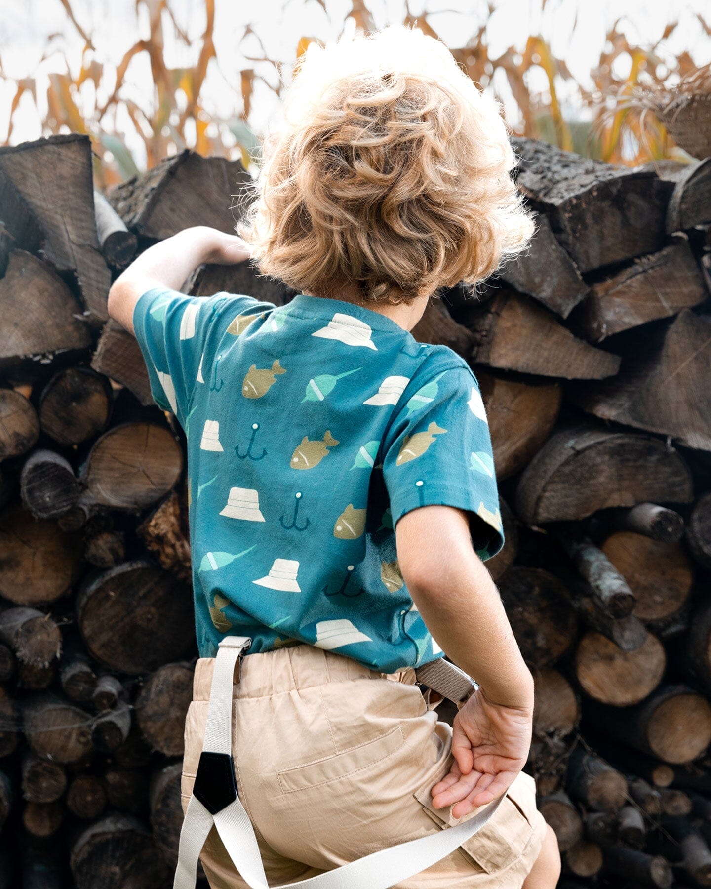 Printed Organic Cotton Tee Teal And Peach-1
