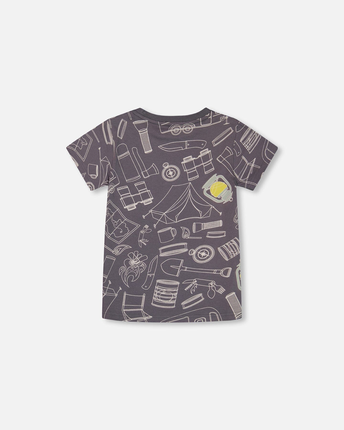 Printed Organic Cotton Tee Grayish Blue And Camping-2