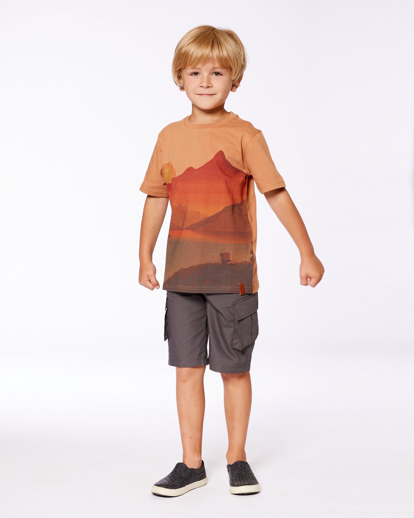 Printed Organic Cotton Tee Orange Sunset-3