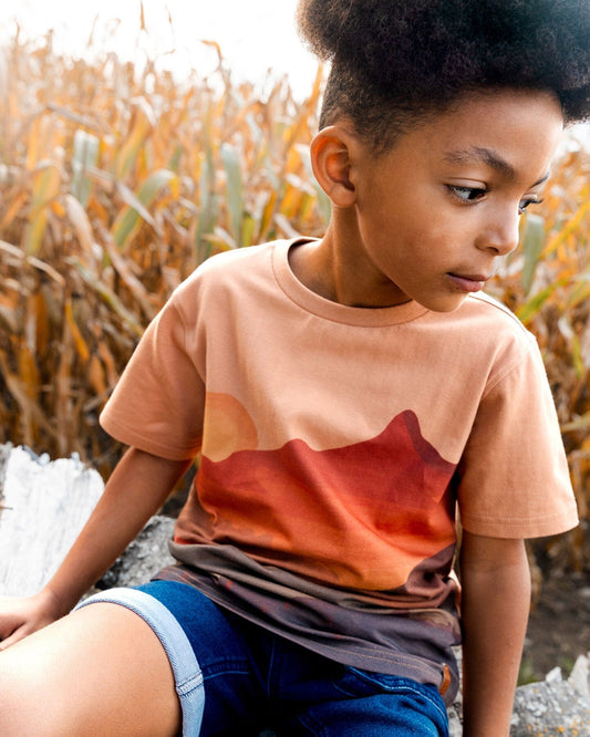 Printed Organic Cotton Tee Orange Sunset-1