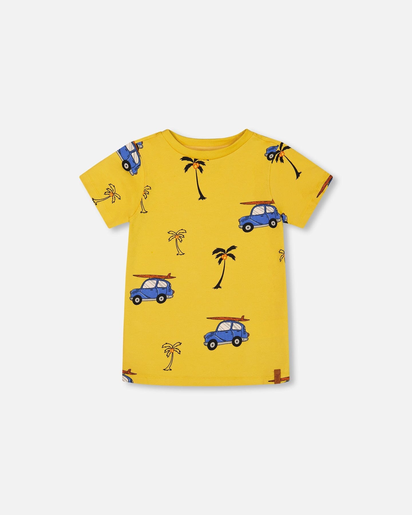 Printed Organic Cotton Tee Yellow And Blue Car-0