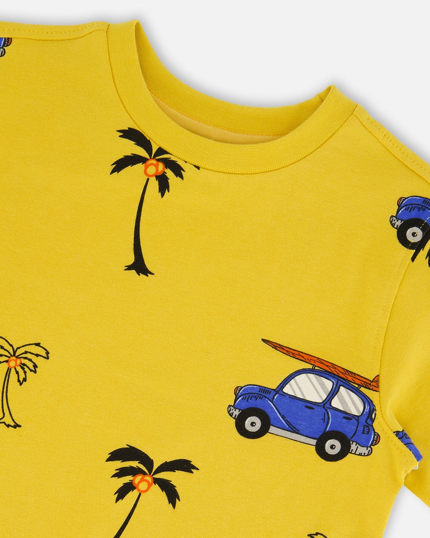 Printed Organic Cotton Tee Yellow And Blue Car-3