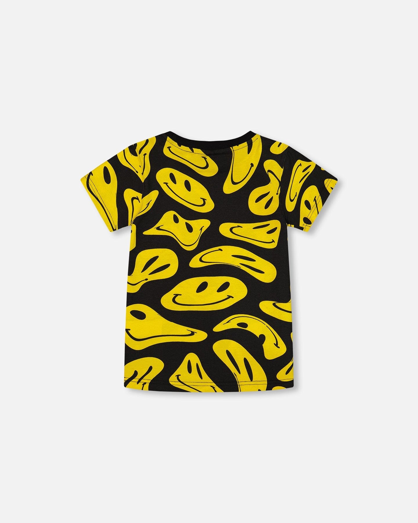 Printed Organic Cotton Tee Black And Yellow Smile-2