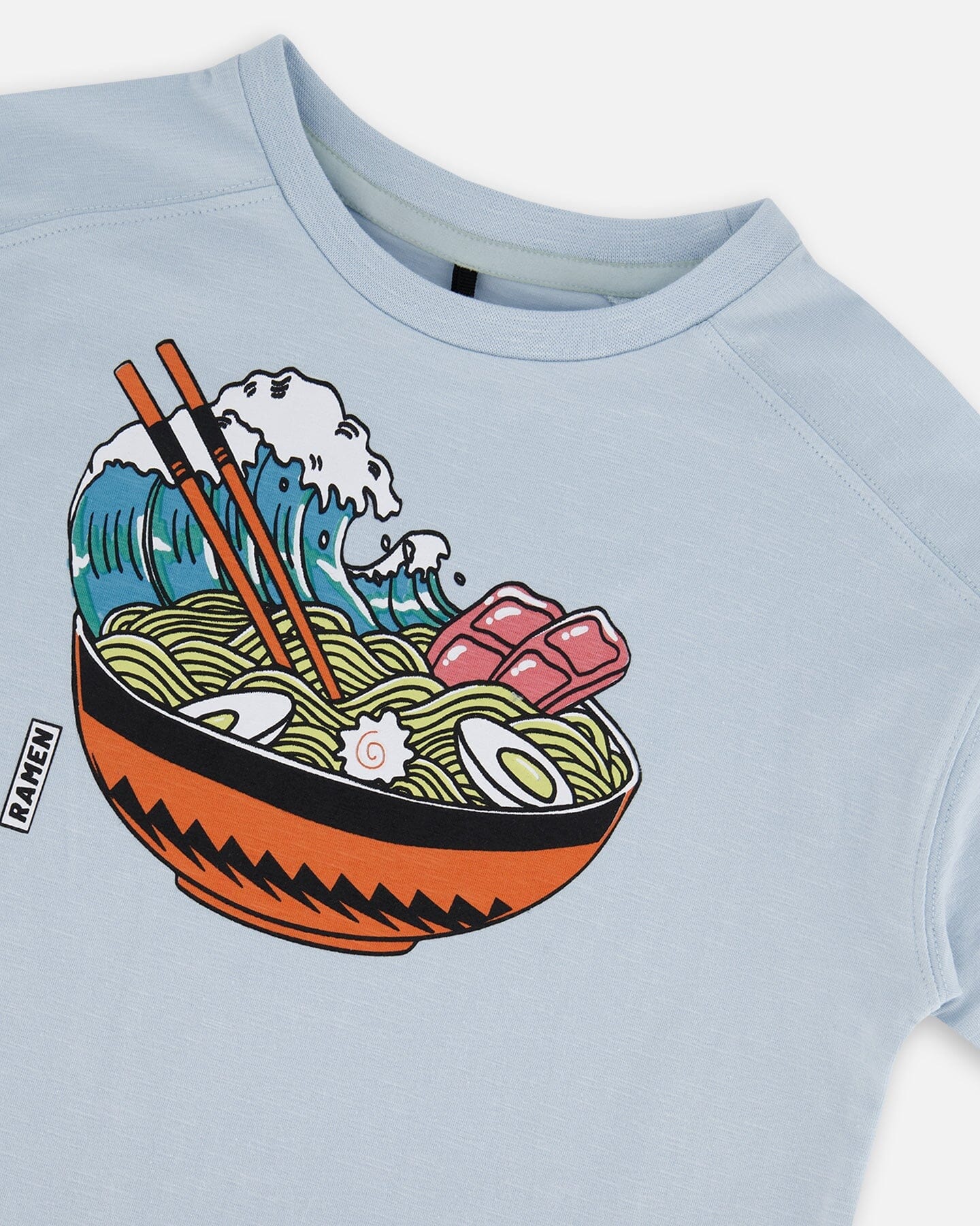 Short Sleeve Graphic Tee Blue And Ramen-4