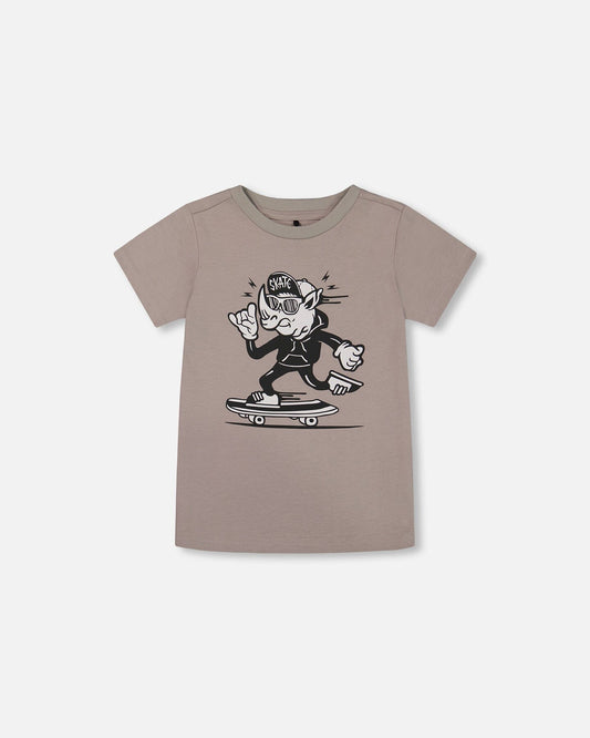 Organic Cotton Graphic Tee Gray, Black And White-0