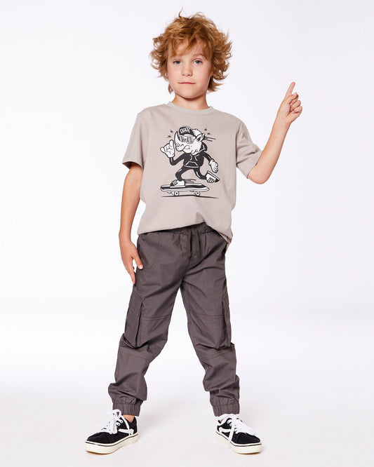 Organic Cotton Graphic Tee Gray, Black And White-1