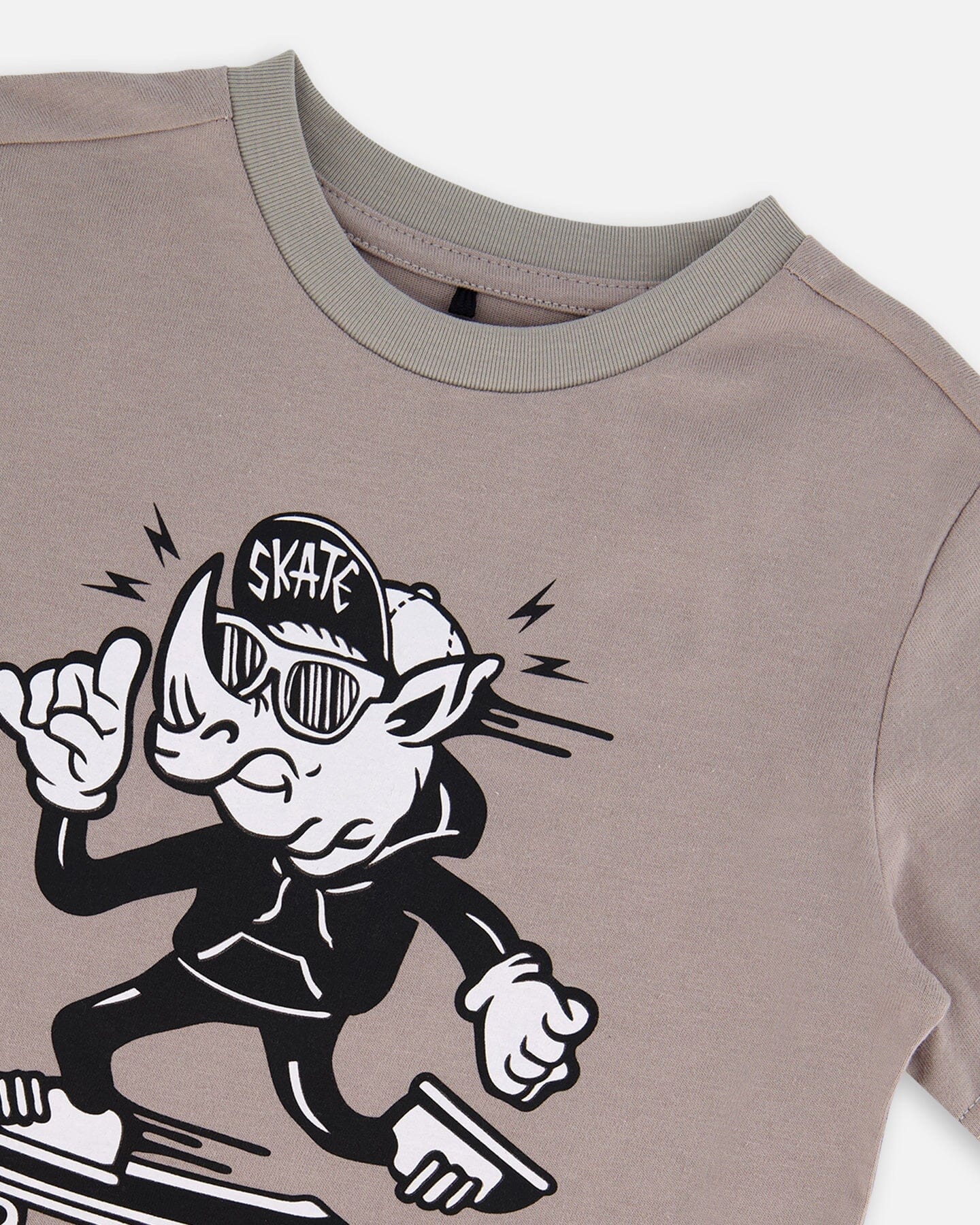 Organic Cotton Graphic Tee Gray, Black And White-3