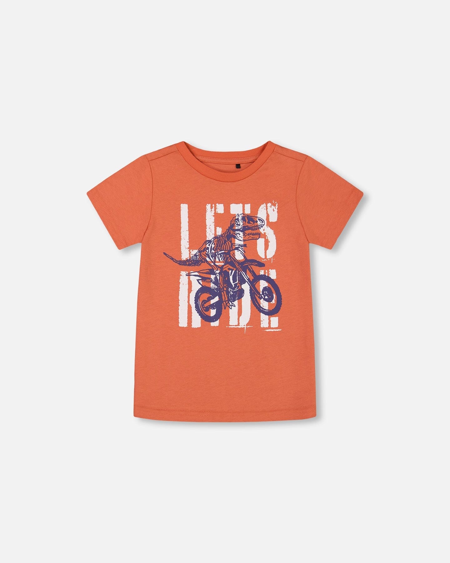 Organic Cotton Graphic Tee Orange And Navy Dino-0