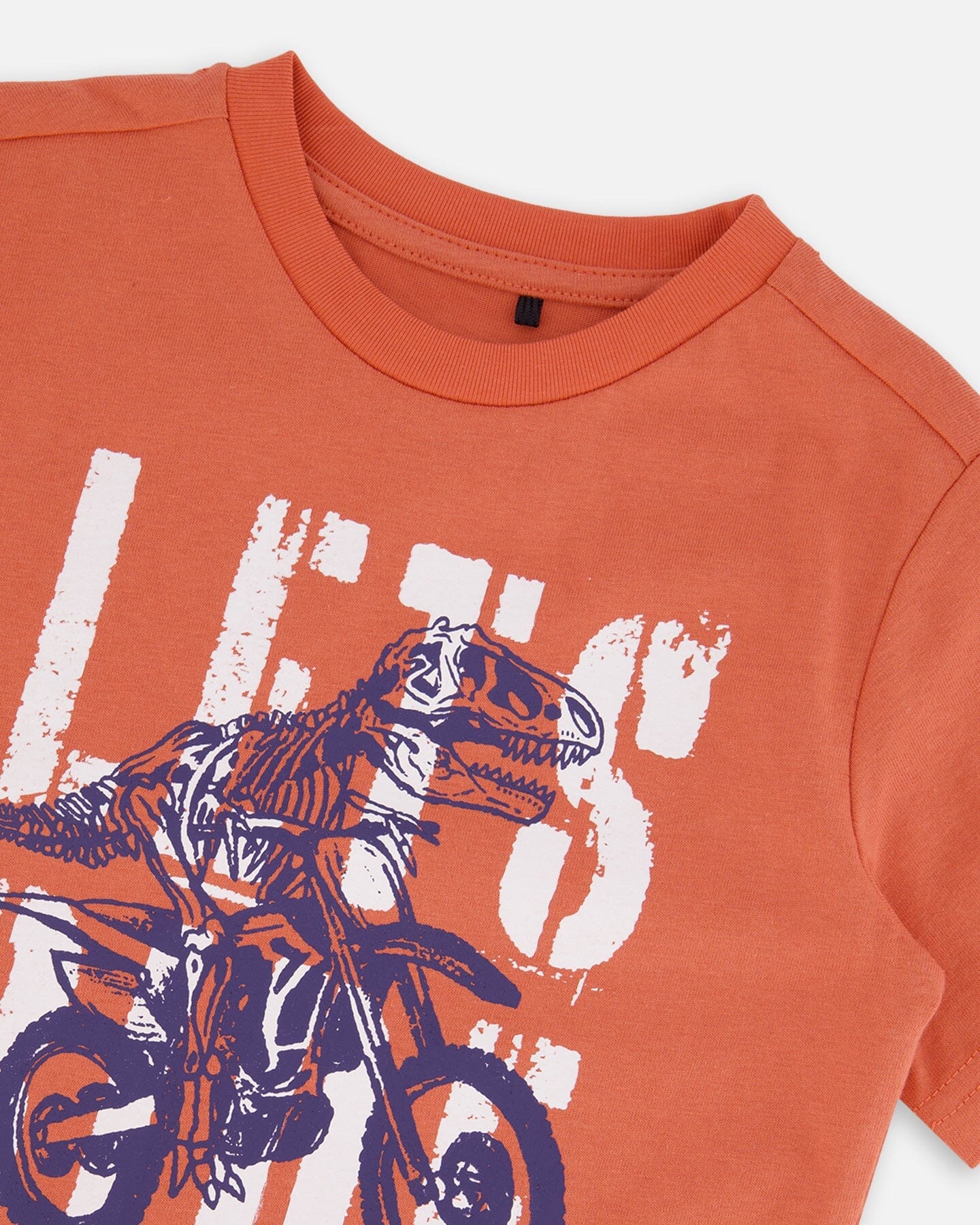Organic Cotton Graphic Tee Orange And Navy Dino-3