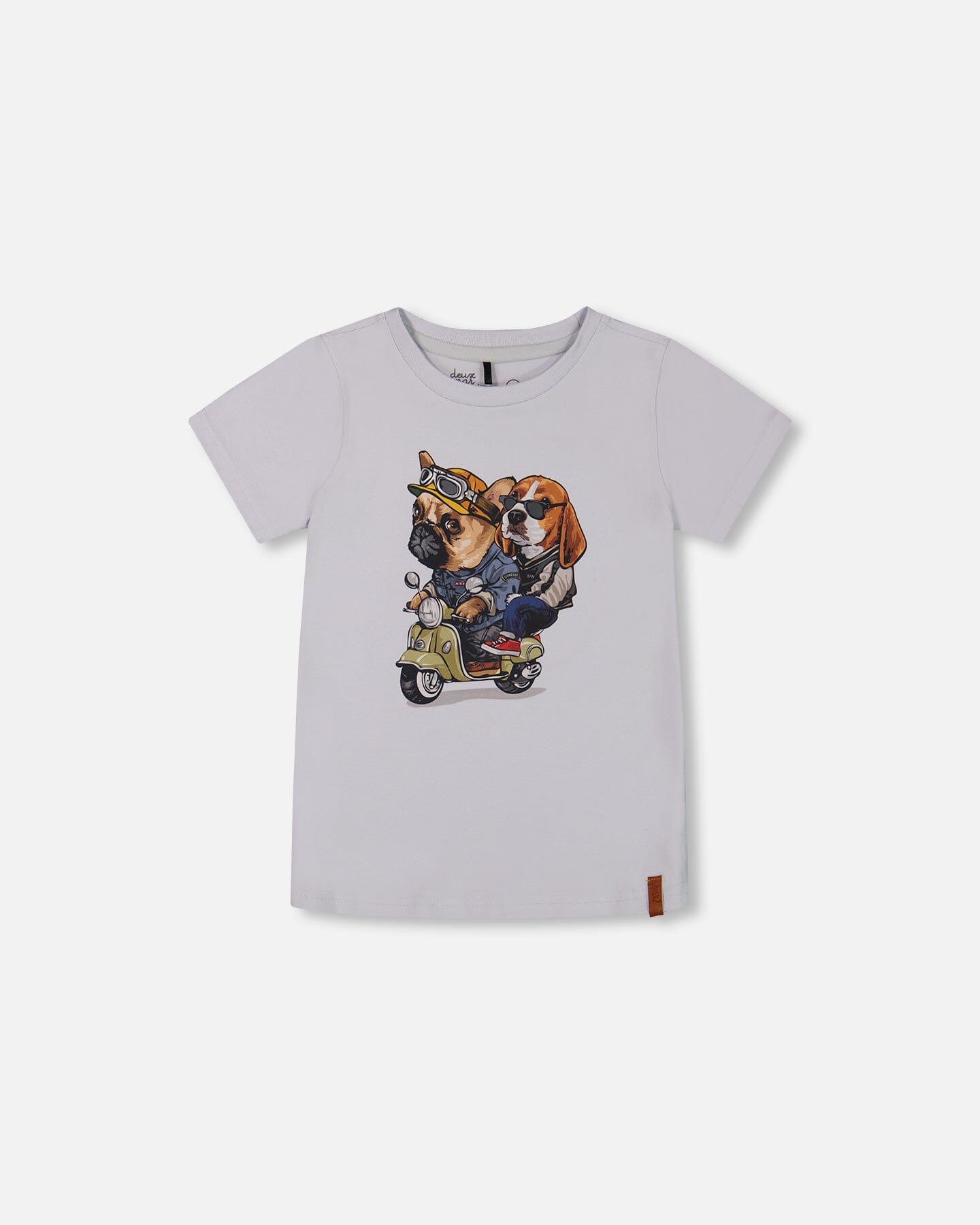 Organic Cotton Graphic Tee Pale Blue And Puppies-0