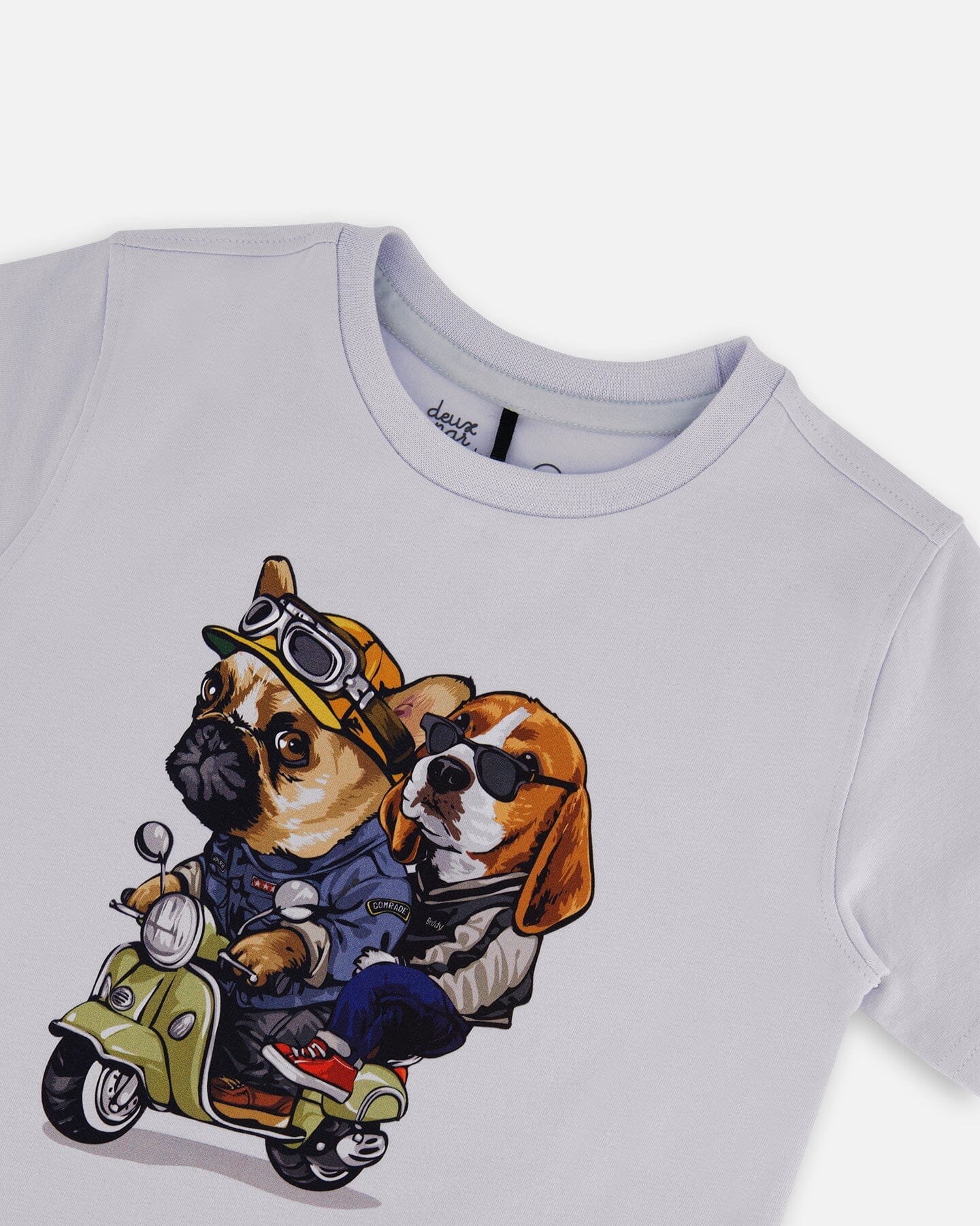 Organic Cotton Graphic Tee Pale Blue And Puppies-3