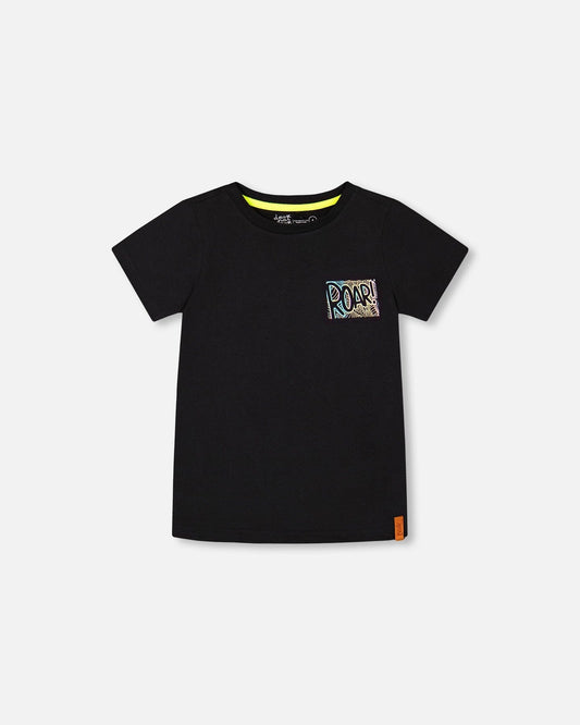 Organic Cotton Graphic Tee Black And Multicolored Dino-0
