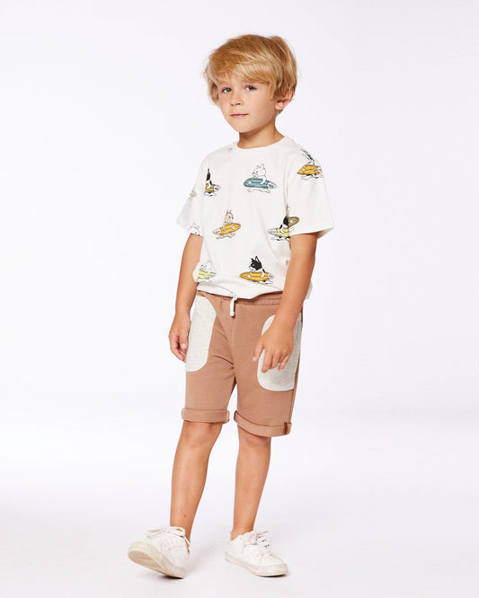 Printed Organic Cotton Tee Multicolored Splash On Off-White-1