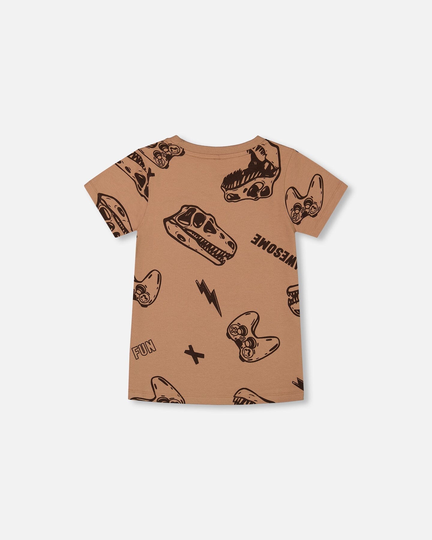 Printed Organic Cotton Tee Beige And Black Dinos-3