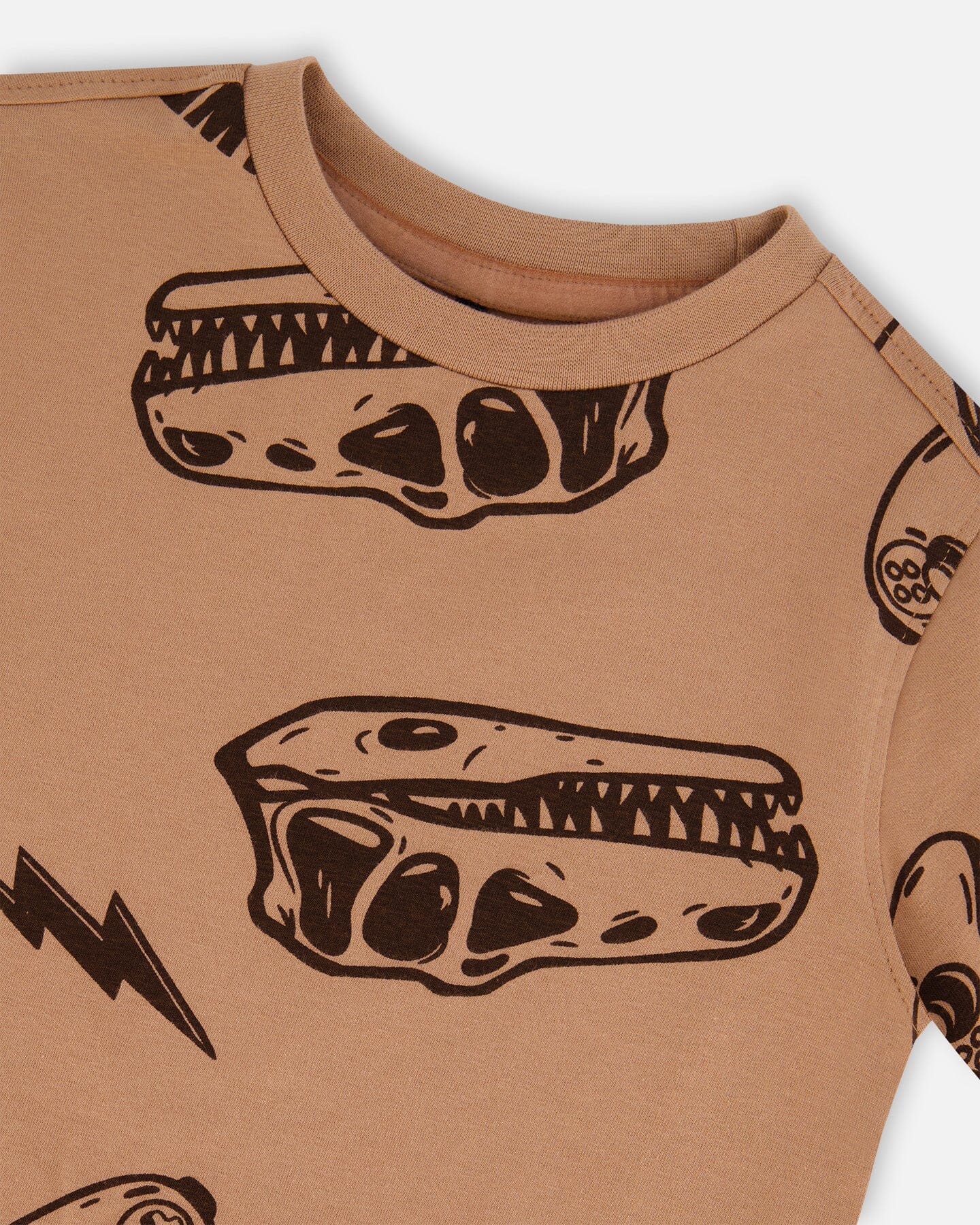 Printed Organic Cotton Tee Beige And Black Dinos-4