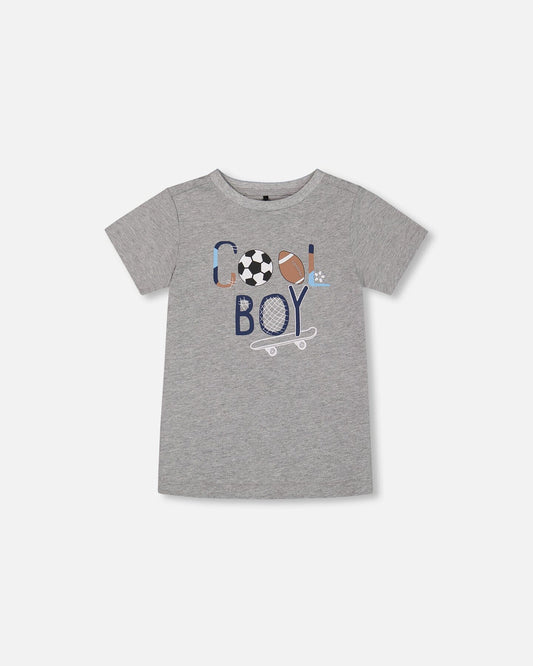 Organic Cotton Gray Tee Gray And Balloons-0