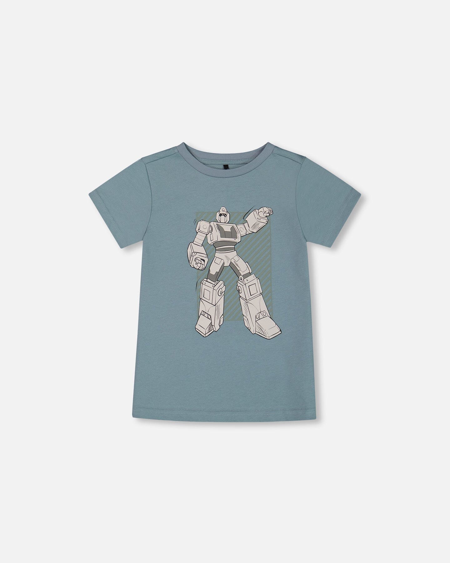Organic Cotton Graphic Tee Grayish Teal And Robot-0