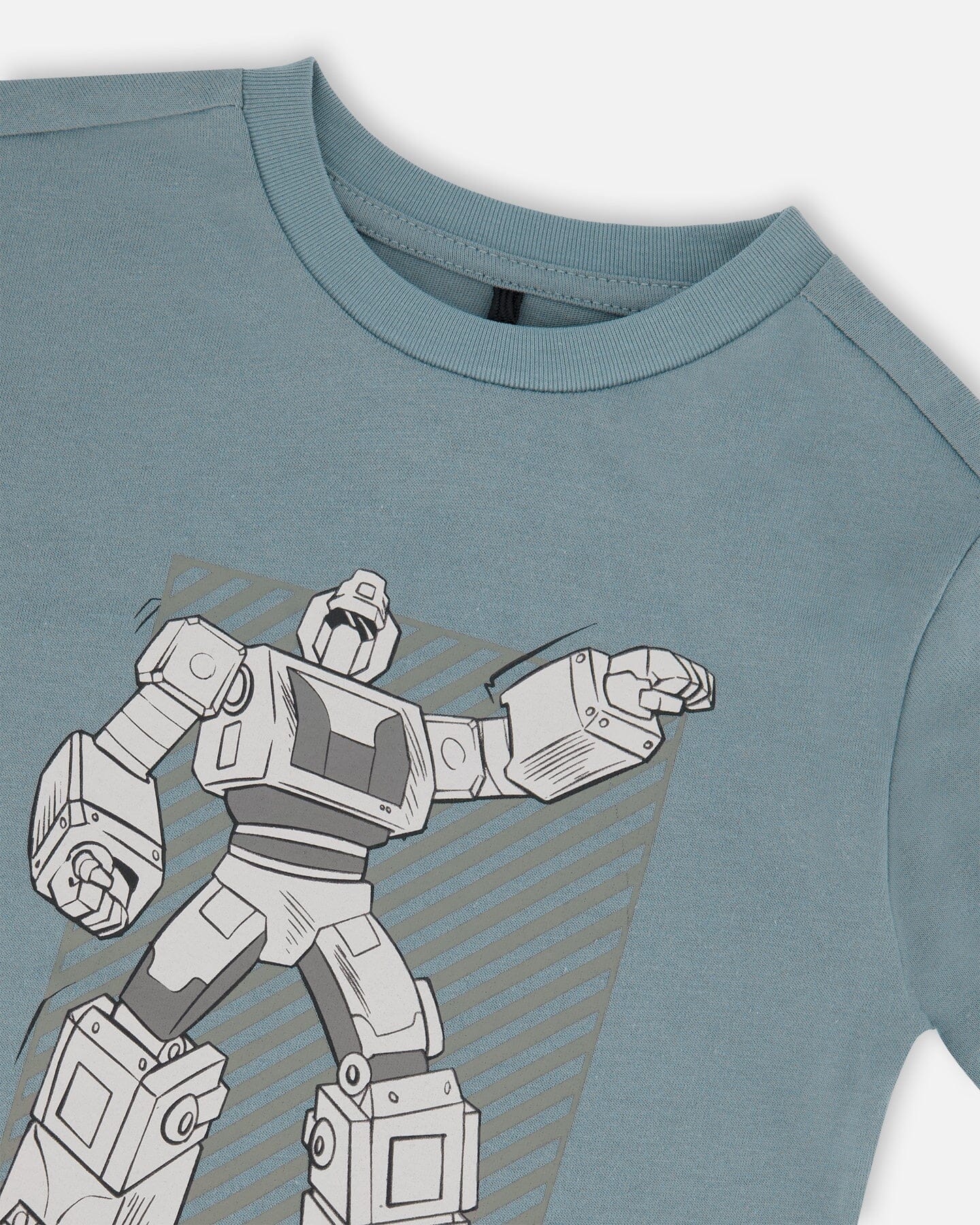Organic Cotton Graphic Tee Grayish Teal And Robot-3