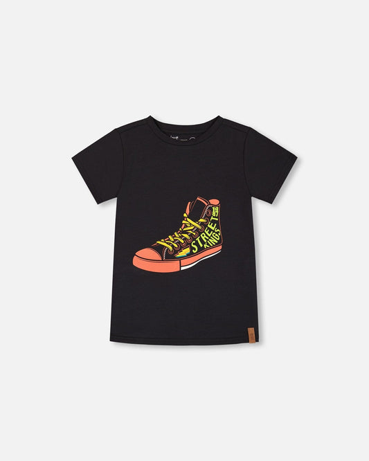 Organic Cotton Graphic Tee Black And Red Shoe-0