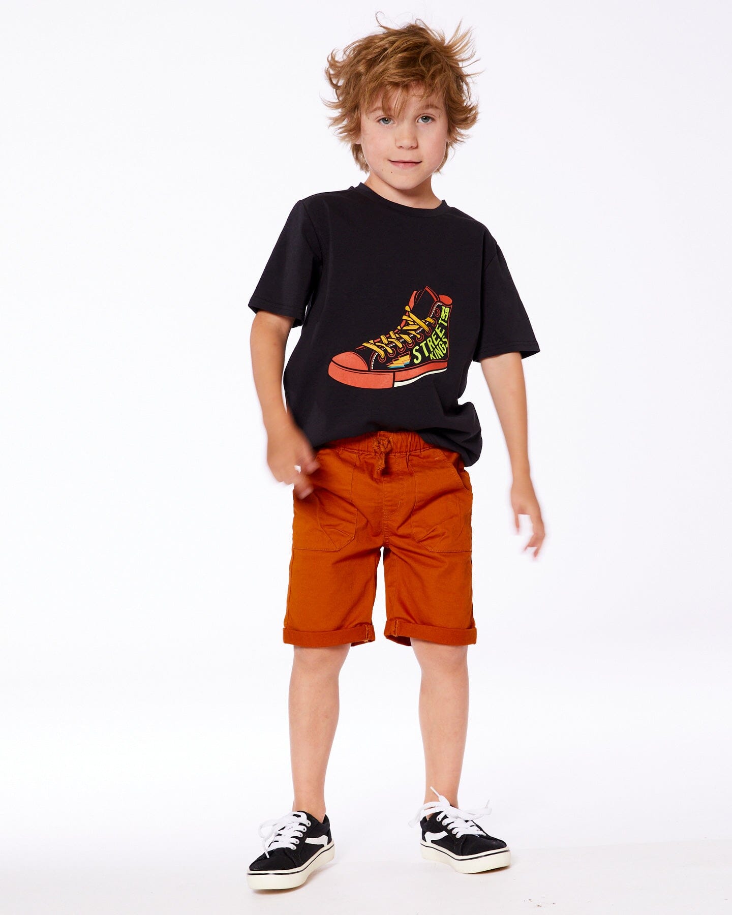 Organic Cotton Graphic Tee Black And Red Shoe-2