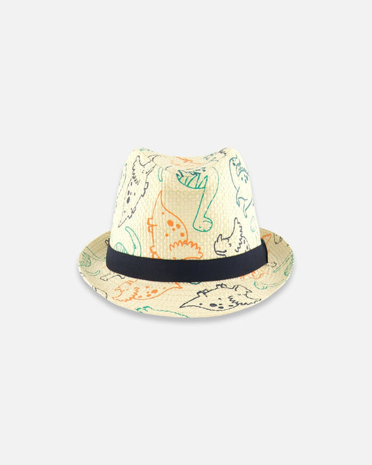 Printed Straw Hat Dinosaurs-0