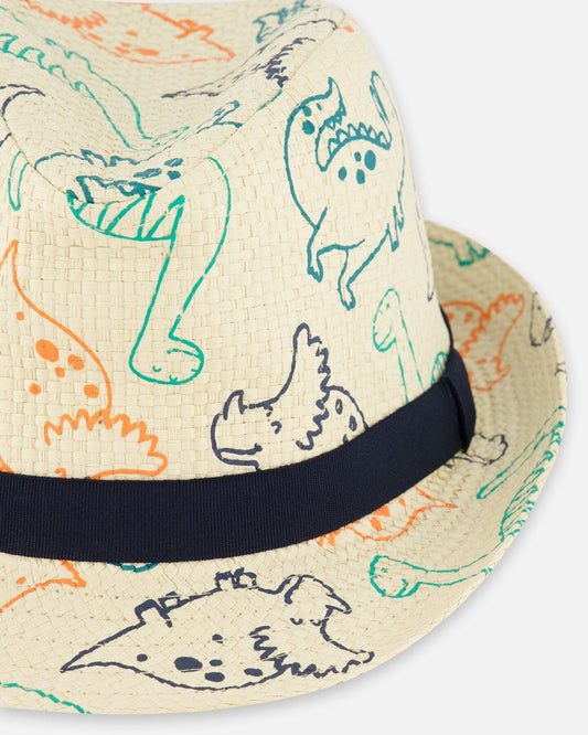 Printed Straw Hat Dinosaurs-1